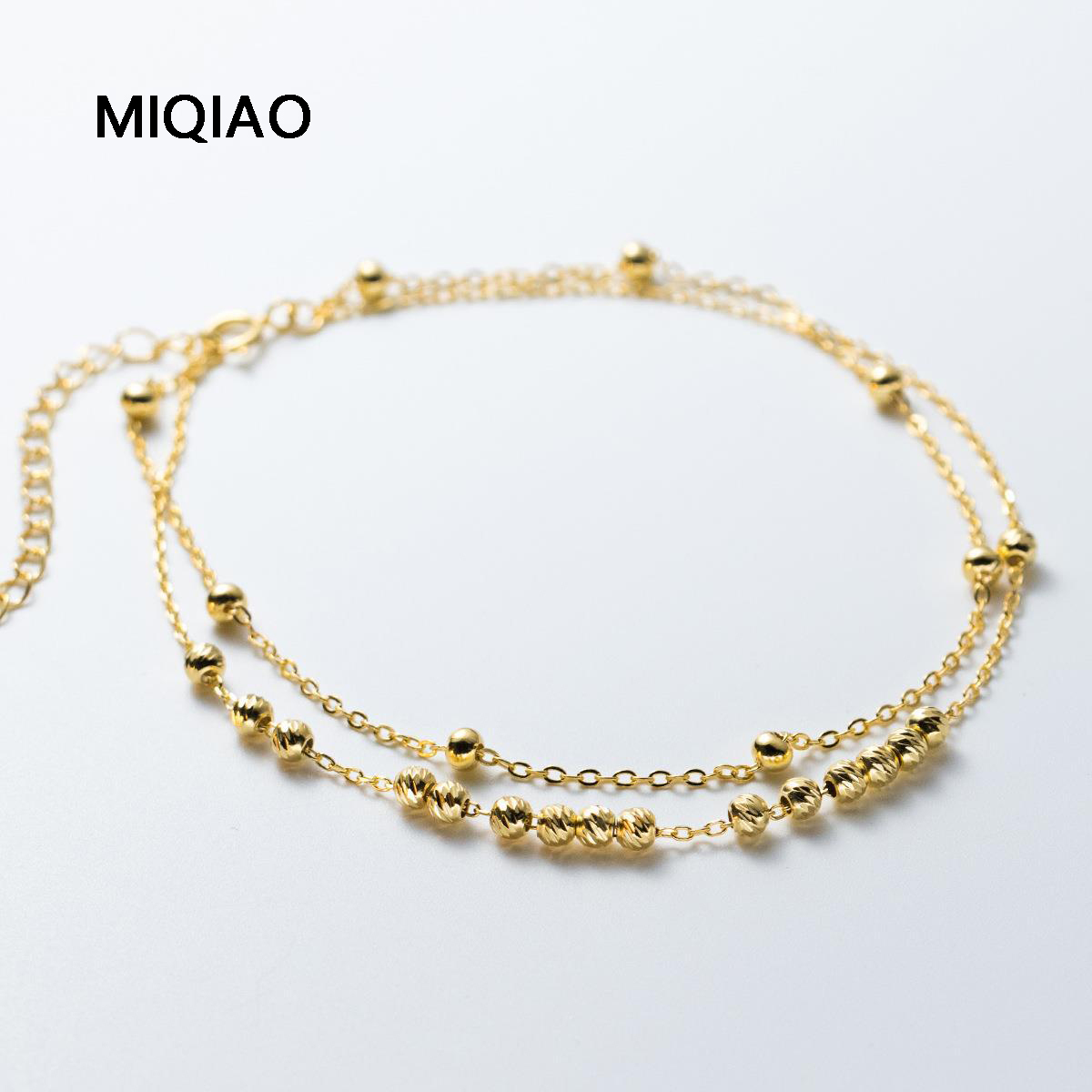 Beaded Anklet Chain - MIQIAO 925 Sterling srebrne obrączki kobieta