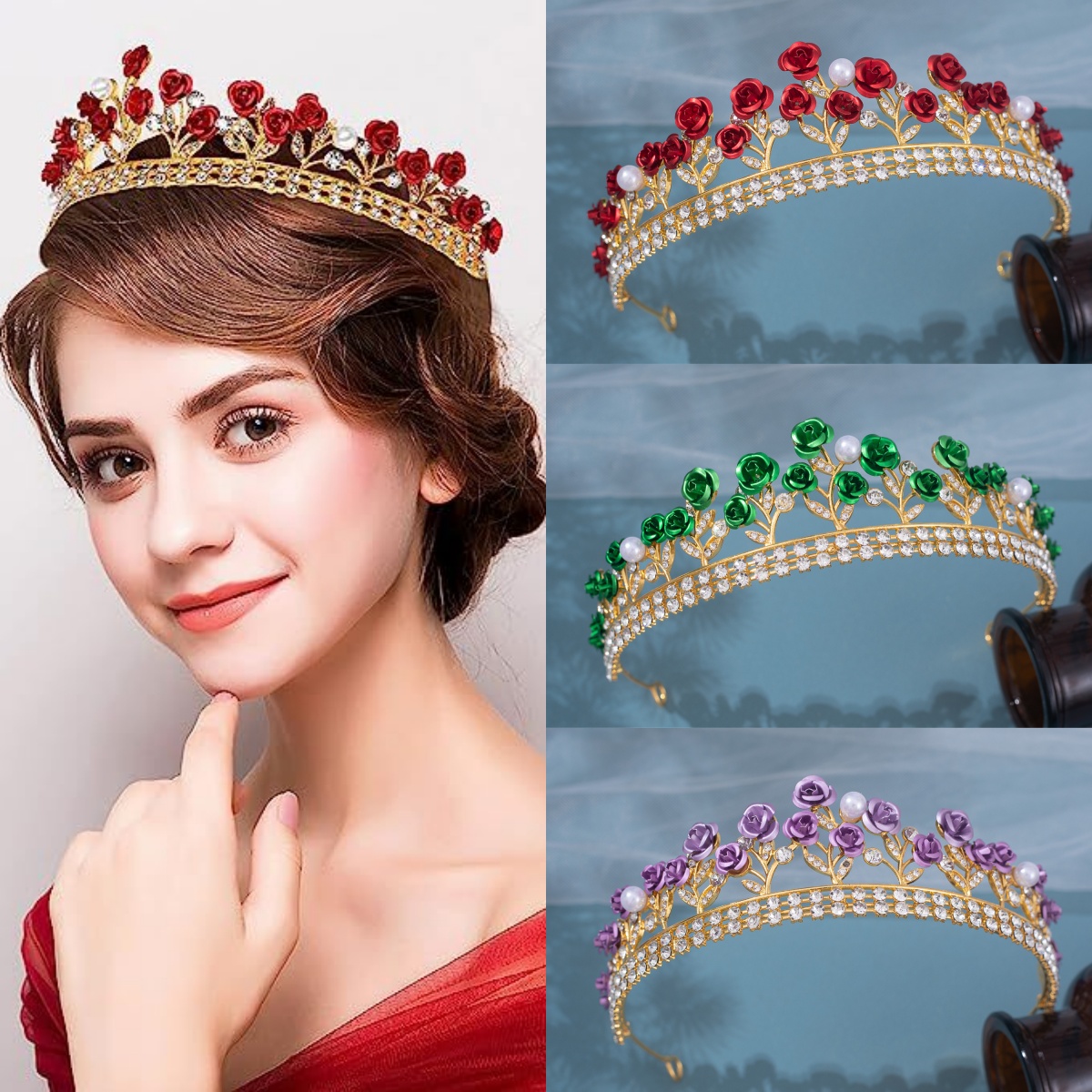 Women'S Accessories Jewelry - Barokowa ceramiczna korona ślubna z cyrkoniami,
