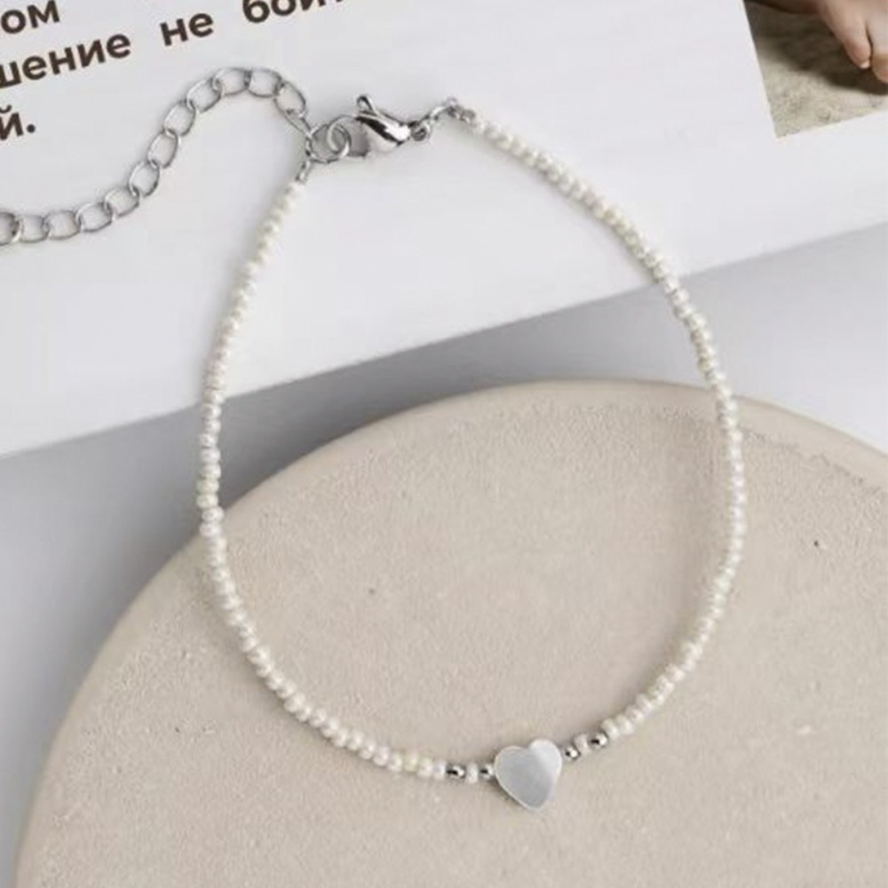 Beaded Anklet Chain - Proste, eleganckie białe naturalne muszelkowe bransoletki
