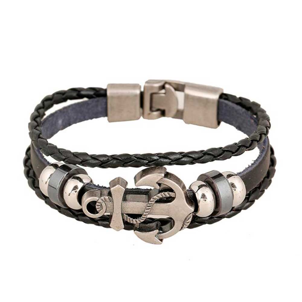 Women Accessories Pk - Wielowarstwowe skórzane bransoletki ze sznurka w