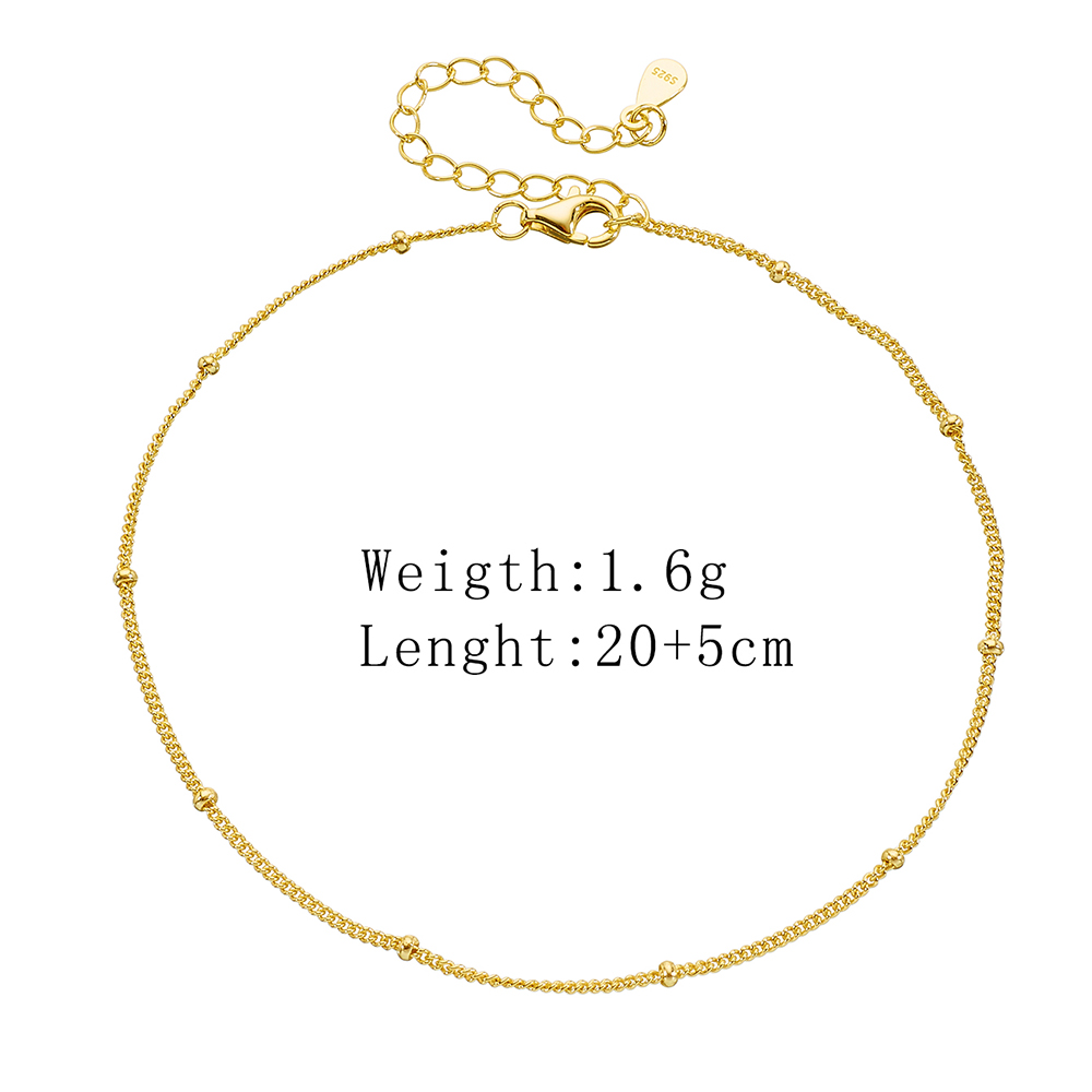 Srebro próby 925, pozłacane 14 – Beaded Anklet Chain recenzja i cena