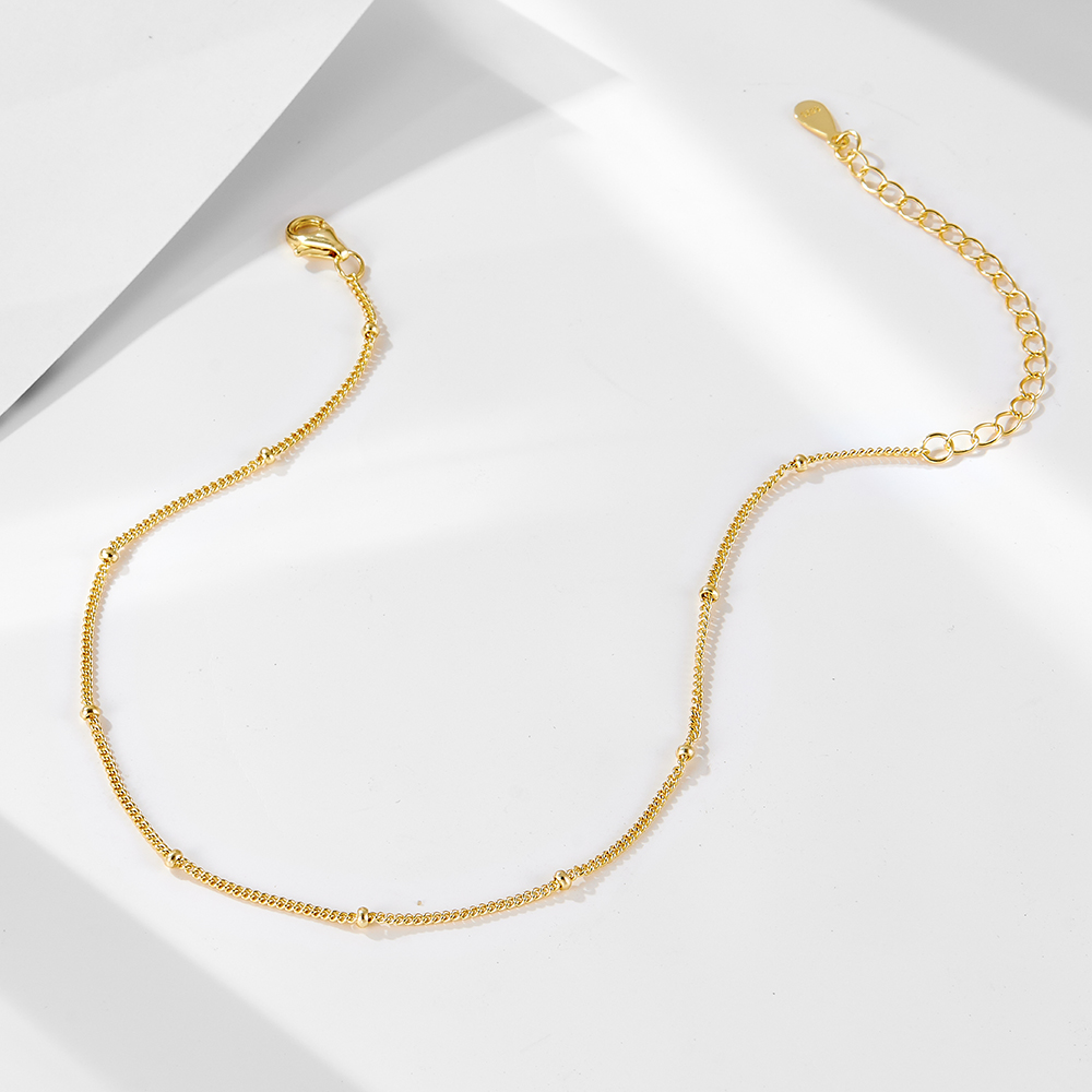 Srebro próby 925, pozłacane 14 – Beaded Anklet Chain recenzja i cena
