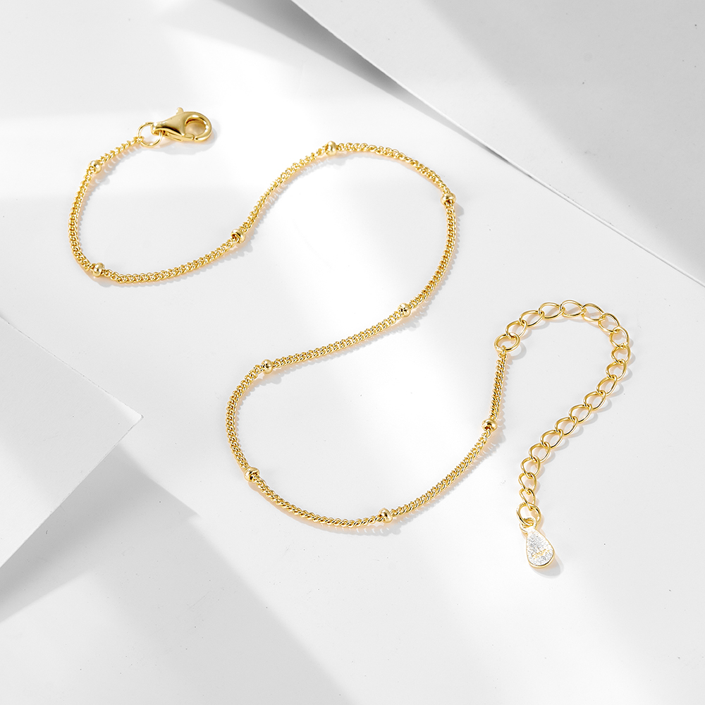 Srebro próby 925, pozłacane 14 – Beaded Anklet Chain recenzja i cena